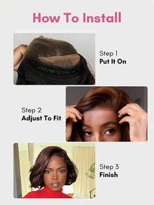 ALL READY WIG Wear Go 无胶鲍勃假发，100% 雷米真人发质，夏季短款鲍勃假发，预造型分层剪裁，4x4 预剪蕾丝，预拔发际线，预漂白，全效假发，180% 密度，4# 巧克力棕色头发，优雅别致的女老板造型 - S4 - 查看 11