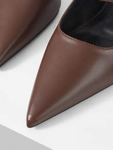 Mnmlis European Style Women's Brown High Heels Pointed Tip Thin Heel Breathable Inner Comfortable Insole Workplace Shoes - Brown - View 4