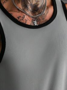 Manfinity CasualCool 男士舒适罗纹圆领背心套装（2件装）搭配纯色抽绳弹力腰短裤，休闲度假、派对、聚会、运动、简约办公皆宜，经典日系畅销背心短裤套装，自穿或送礼皆可，春夏款。 - 彩色 - 查看 3