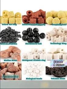 420g 12-In-1 Aquarium Filter Media Kit, Includes Bio Balls & Ceramic Rings, Comprehensive Filtration System For Water Purification, Ideal For Tropical Fish & Goldfish Tanks - Multicolor - View 1