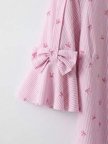 SHEIN CURVE+ Curve 尺码 US22 音乐节、海滨度假、波西米亚风女士蝴蝶结装饰圆领紫红色衬衫，夏季 - 彩色 - 查看 5