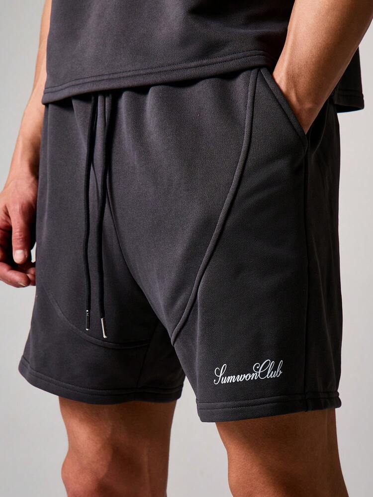 Relaxed Fit Crew Neck Short Sleeve Tee And Matching Shorts Set With Embroidered Logo Script Detailing Summer Casual Loungewear Collection