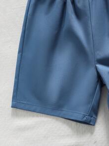 Souflis Conjunto de camiseta polo de estilo escolar informal para niño, verano - Azul - Ver 7