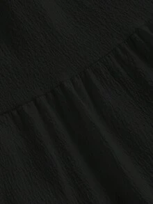 SHEIN MOD Women's Casual Solid Color Ruffle Hem A-Line Skirt - Black - View 4