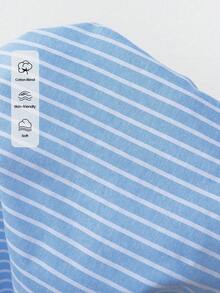 Doze Lane Bộ đồ ngủ cotton kẻ sọc xanh dương gồm áo hai dây và quần short, kiểu dáng giản dị, dễ thương. - Màu xanh lam - Xem 7