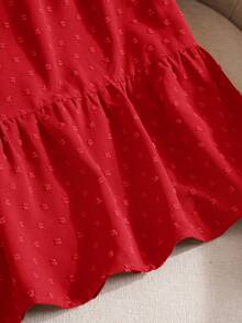 Rusticease Plus Size Women's Solid Color Round Neck Ruffle Short Sleeve Loose Shirt,Boho For Women/Summer,Western Wear Women,Vacation Outfits Woman - Red - View 8