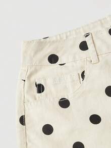 Sweetra Quần short denim nữ kiểu dáng thường ngày, họa tiết chấm bi, gấu quần rách, thích hợp cho kỳ nghỉ hè và đi làm hàng ngày. - trắng - Xem 3