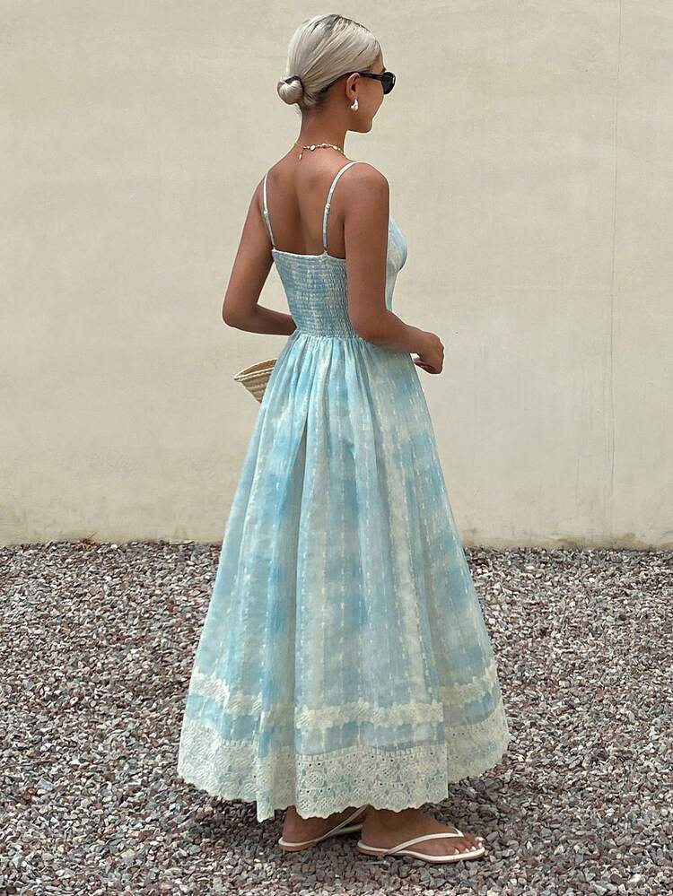 Women's Lace Patchwork Sleeveless Dress, Casual Summer