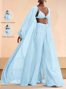 Zivah 2026 Vacation Casual Beach Elegant Shirt + Pants Coverup Set - Baby Blue - View 7