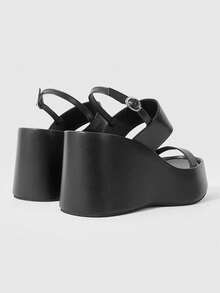 ROMWE Goth Women's Shoes Women's Fashion Platform Sandals - Summer Casual Punk Style Plain With Buckle Sandals - Comfortable And Breathable Simple Slip-On Women's Shoes Summer Shoes - Black - View 4