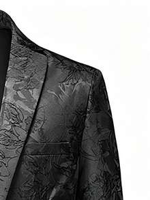 Manfinity Mode Jaket Jas Pria Mewah Tenun Jacquard Hitam - Hitam - View 4