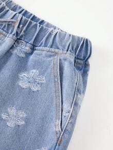 GlowEve Women's Casual Washed Jacquard Denim Jeans - Light Wash - View 6