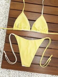 Swim Mod New Arrival Spring/Summer Sexy Patchwork Bikini 2 Pieces Set, Tie-Up Beach Swimwear For Holiday, Party - Multicolor - View 5