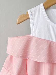 Elladie kids Tween Girl Colorblock Striped Off-Shoulder Blouse - Pink - View 4