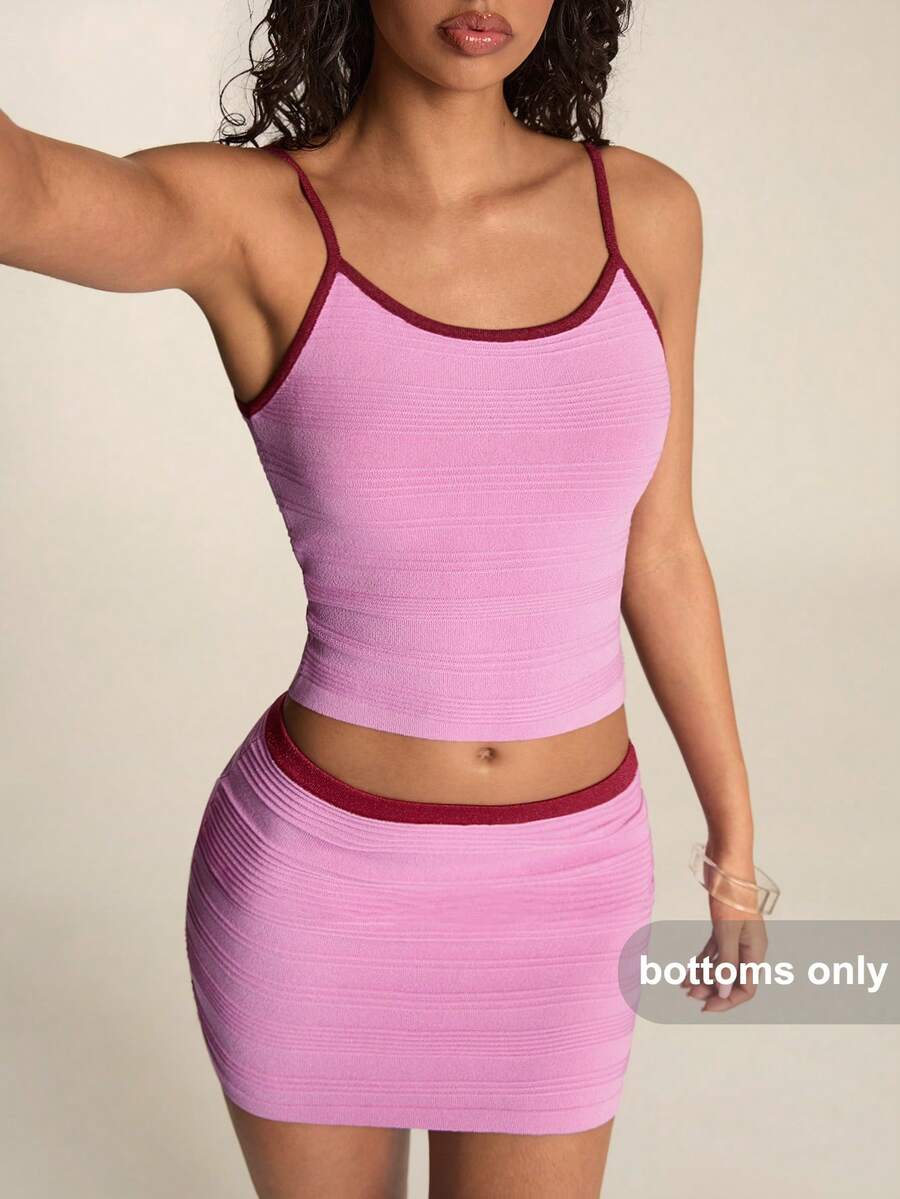 SHEIN BAE Romantic Vacation Fitted Sweater & Skirt Set For Women - Pink - View 1