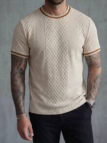 Manfinity Homme Men's Striped Crew Neck Short Sleeve Casual T-Shirt, Holiday - Apricot - View 6