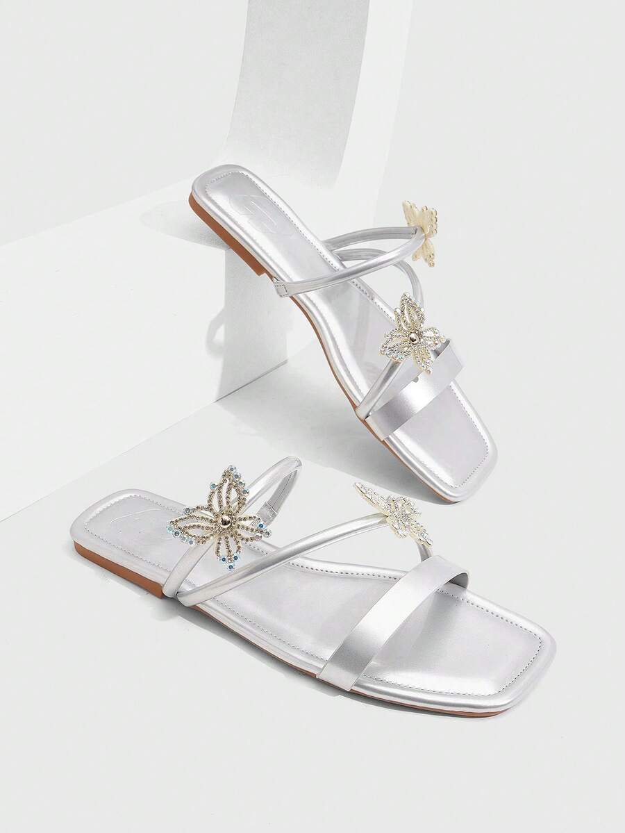 CUCCOO SZL Sandal đế bằng thời trang nữ - Bạc - Xem 1
