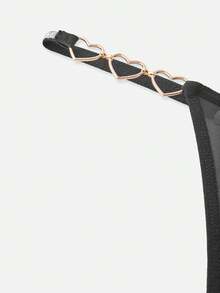 Bella Beso Tanga sexy con detalle de cadena en forma de corazón, para rave - Negro - Ver 4