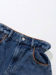 EMERY ROSE Plus Size Cuffed Denim Shorts, Summer - Dark Wash - View 3
