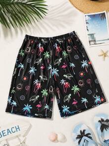 Teenage Boys' Dark Style Graphic Print Comfortable Sports Shorts - Black - View 8