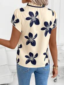 SHEIN Clasi Blusa con estampado floral y lazo versátil para mujer - Multicolor - Ver 2