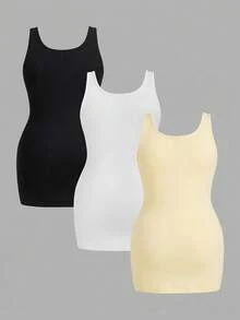 SHEIN Essnce 大码休闲纯色修身背心 - 彩色 - 查看 6