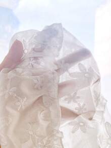 Souflis Souflis 女婴时尚休闲度假白色刺绣蝴蝶结装饰蛋糕裙，适合春、夏、秋季、居家、度假、节日、派对、日常穿着 - 白色 - 查看 9