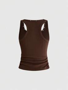 ROMWE Avant Women's Retro Baddie Unisex Streetwear Starry Sky & Rivet Print Tank Top - Brown - View 2