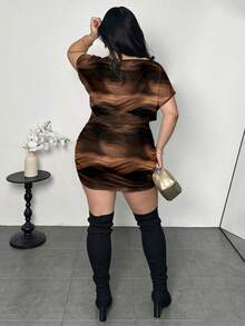 Vestido casual de con parches y fruncidos para mujer de talla - Multicolor 9 - Ver 2