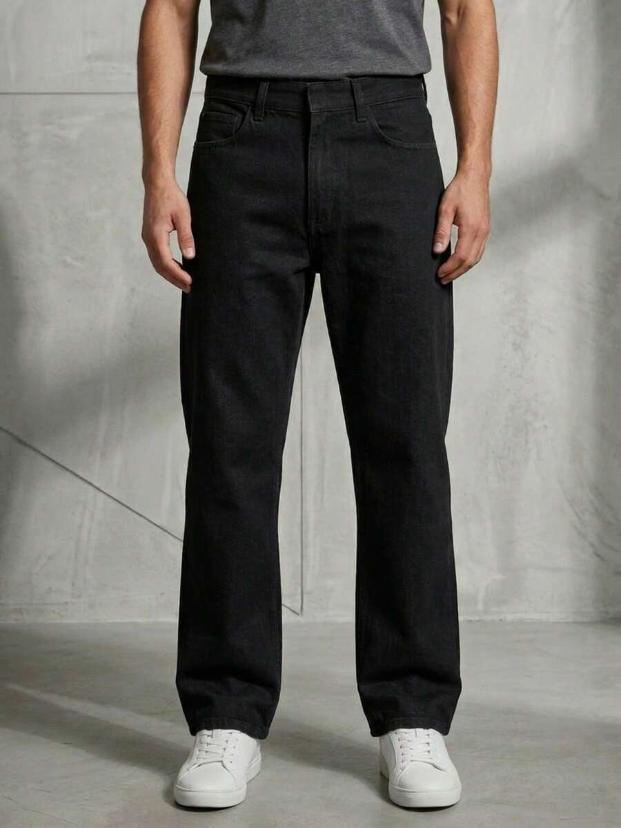 Pantalon de mezclilla para hombre - Negro - Ver 1