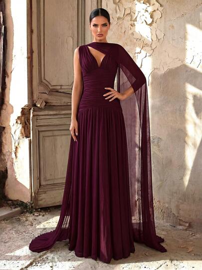 Aureia Summer Style, ElegantElegant Burgundy Color Lustrous Mesh V-Neck Pleated Loose-Fitting A-Line Dress (Detachable Flowing Chiffon Skirt), Suitable For Dates, Solo Parties, Weddings, Formal Events, Bridesmaid Gowns. Wedding Guests, Spring And Summer Seasons, Suitable For Party Occasions. Elegant And Luxurious Black Strapless Deep V-Neck Chest Strapless, Fitted A-Line Flowing Dress, Suitable For Dates, Bride Parties, Weddings, Hundred-Person Formal Evening Gowns (The Feathers On The Cuffs Are Genuine Turkish Feathers) For Guests' Gowns, Applicable To Graduation Ceremonies, Banquets, Parties, Etc. Sexy, Summer, Elegant, Romantic, Patchwork, Detachable Thin Neckband, Ribbons, Fashionable Umbrella-Shaped Flowing Draping Dress, Suitable For Holidays, Vacations, Birthday Parties, Weddings, Formal Evening Gatherings.
