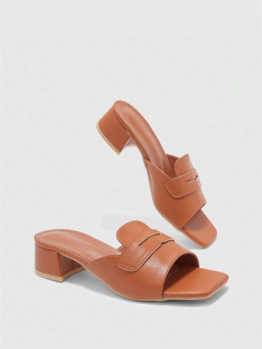 CUCCOO BIZCHIC Giày sandal cao gót thời trang nữ, kiểu dáng nhẹ, gót dày bằng chất liệu PU, phù hợp cho mọi mùa, đi làm, đi chơi, đi làm hàng ngày, thanh lịch, thích hợp cho các lễ hội, hoạt động ngoài trời, văn phòng. - màu nâu - Xem 1