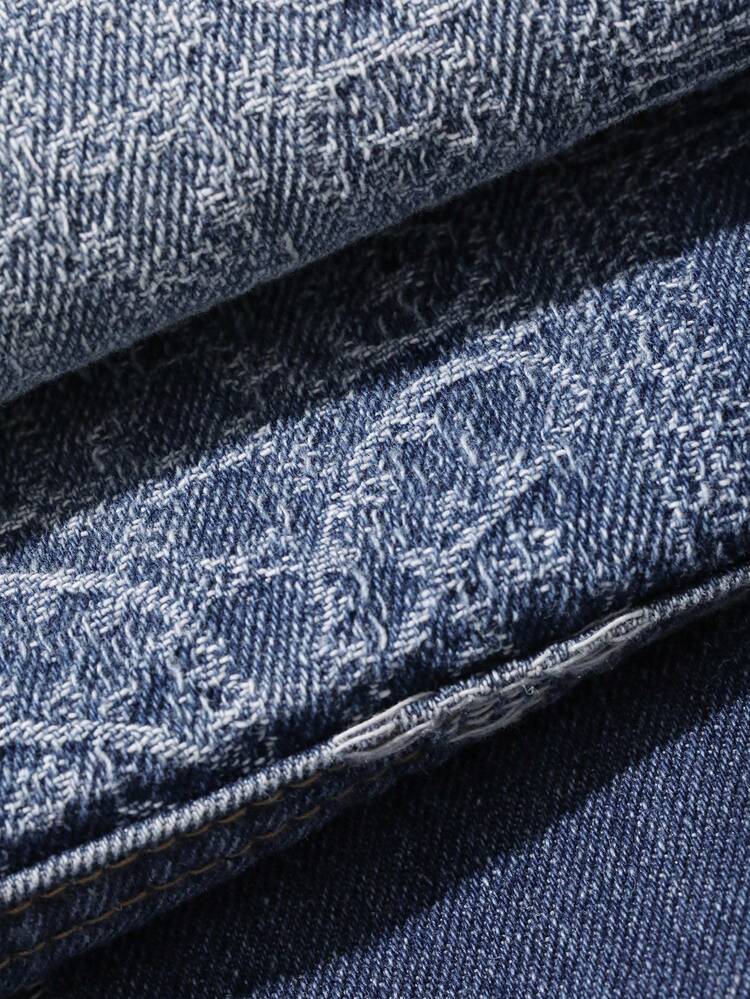 Dazy Plus Plus Size Women's Jacquard Jacquard Loose Wide Leg Casual Jeans, Street Style, Suitable For Spring/Summer