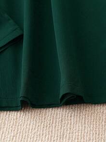 SHEIN Tall CURVE Plus Size Women Solid Color Casual Versatile Daily Wear Pants Fall - Dark Green - View 5