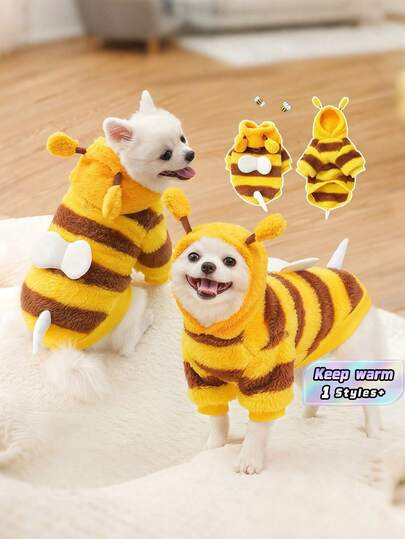 Bumblebee Pet Costume – Dog & Cat Halloween Outfit, Warm Autumn/Winter Clothes For Puppies & Kittens