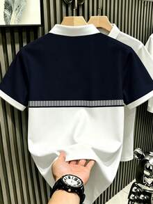 Manfinity Hypemode Áo Polo nam phong cách thể thao cổ điển phối màu và sọc với logo hình ngựa quý tộc. - Nhiều màu - Xem 2