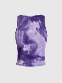 ROMWE Grunge Punk Summer Letter Printed Tight Pitted Tank Top, School - Purple - View 2