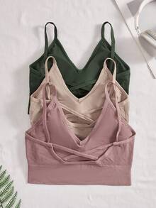 Lowkey Lull 3pcs/Set Women's Solid Color Casual Everyday Bras - Multicolor - View 2