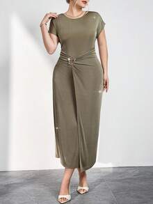 Ellevyn Vestido envolvente con decoración de lentejuelas para fiesta de talla grande - Verde - Ver 3