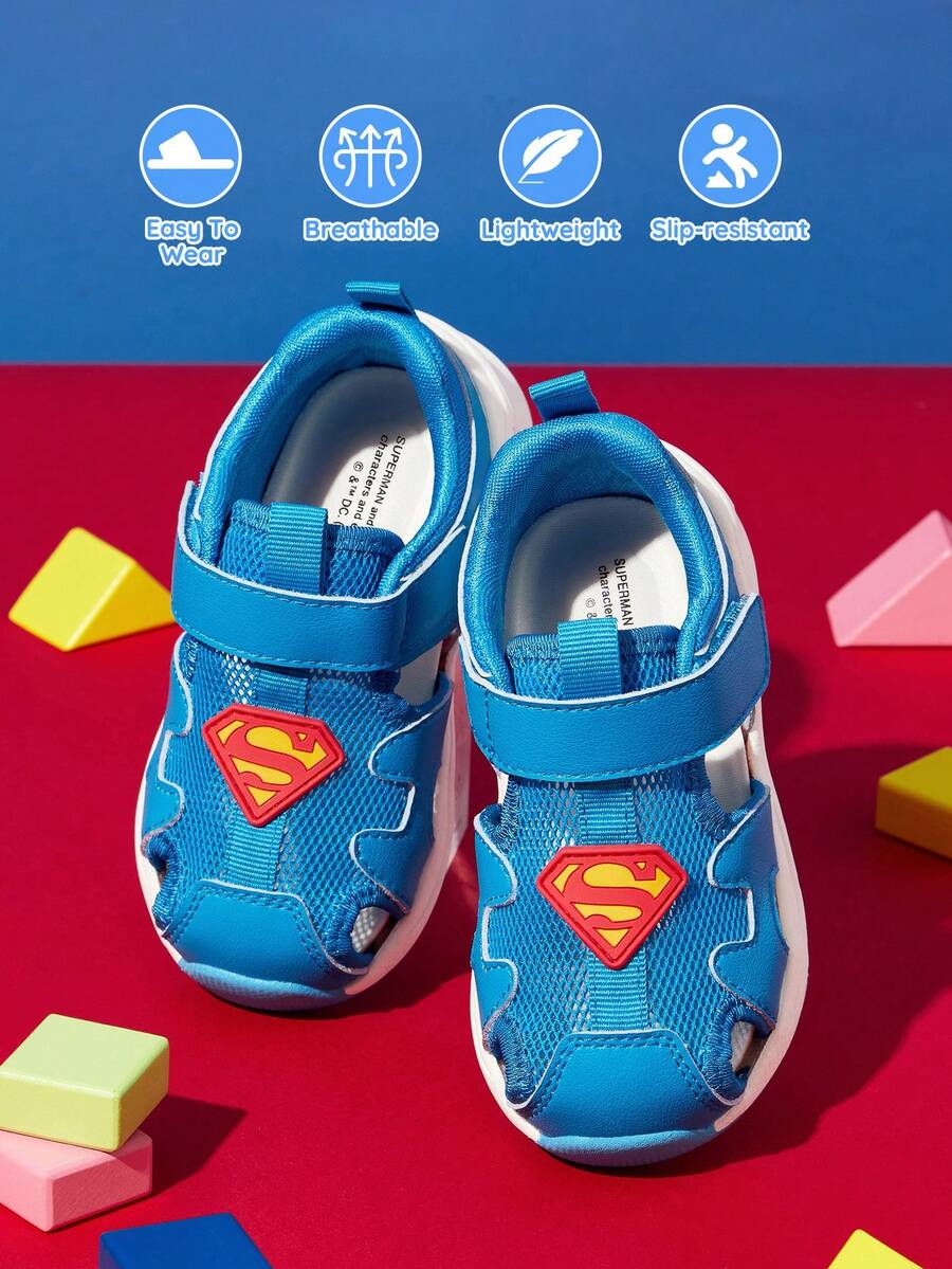 SUPERMAN X SHEIN Baby Sandals Non-Slip Comfortable Breathable Cartoon Animal Outdoor Beach Shoes - sapphire blue - View 1