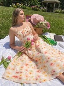SHEIN MOD Đầm nữ cỡ lớn thanh lịch in hoa thắt eo, trang phục xuân hè, đầm đi nghỉ mát, đầm thường ngày, đầm lễ hội, đầm dự tiệc trà, đầm đi biển cho nữ, đầm dự đám cưới, đầm hoa, đầm sinh nhật, đầm phong cách cottagecore, đầm dài dáng xòe không tay họa tiết hoa màu nước ngọt ngào cho nữ, kiểu boho, sang trọng, đầm mùa hè, đầm lễ hội âm nhạc, đầm đi chơi. - Nhiều màu - Xem 11