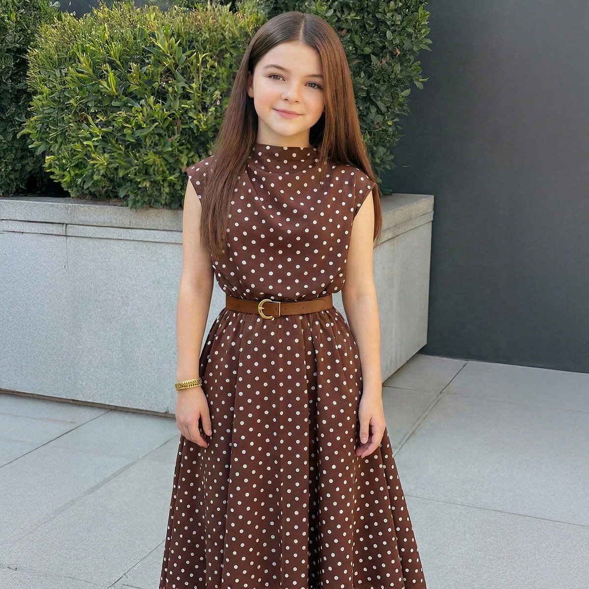 Vestido sin mangas de color caqui sólido y elegante, adecuado para ir al trabajo y la temporada de regreso a la escuela