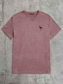 AXEPEAK Men Flamingo Print Tee, Summer - Burgundy - View 1