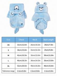 Care Bears X PETSIN 1件猫/狗通用服装，蓝色心形小熊刺绣宠物角色扮演服，3D尾巴绒面连帽卫衣，秋冬加厚保暖套头衫 - 藍色 - 查看 3