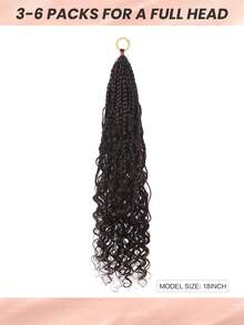Boho Braids Tóc giả kiểu Boho bện lông vũ, móc sợi, tóc thật uốn lượn sóng nước, đã được tách sẵn, không thắt nút, làm thủ công, kiểu tóc tết Boho, tóc móc sẵn, dài 14-20 inch, màu đen tự nhiên. - Natural Black - Xem 3
