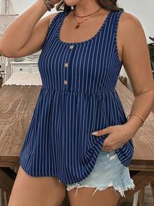 EMERY ROSE Áo tank top không tay kẻ sọc cỡ lớn, thích hợp cho mùa hè. - Nhiều màu - Xem 3