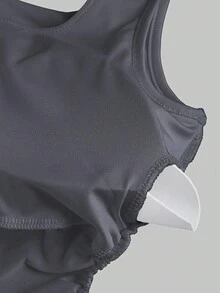 Sweetra 女式纯色简约休闲修身背心 - 灰色 - 查看 5