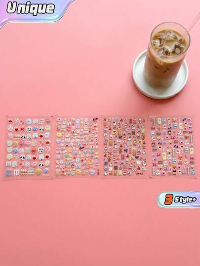 Zazumi 1Set/2Sets/3Sets Novelty Puppy Themed Nail Decals, 3D Embossed Material With Adorable Dog & Bow Design, Functions As Nail Art Decoration, Perfect For DIY Nail Art, Manicure Enhancement And Daily Nail Styling