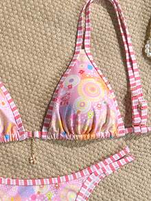 Swim Mod 26SS Spring/Summer Pink Sun God Paisley Bikini Two Pieces Swimwear Beach Party Vacation Sexy - Multicolor - View 4