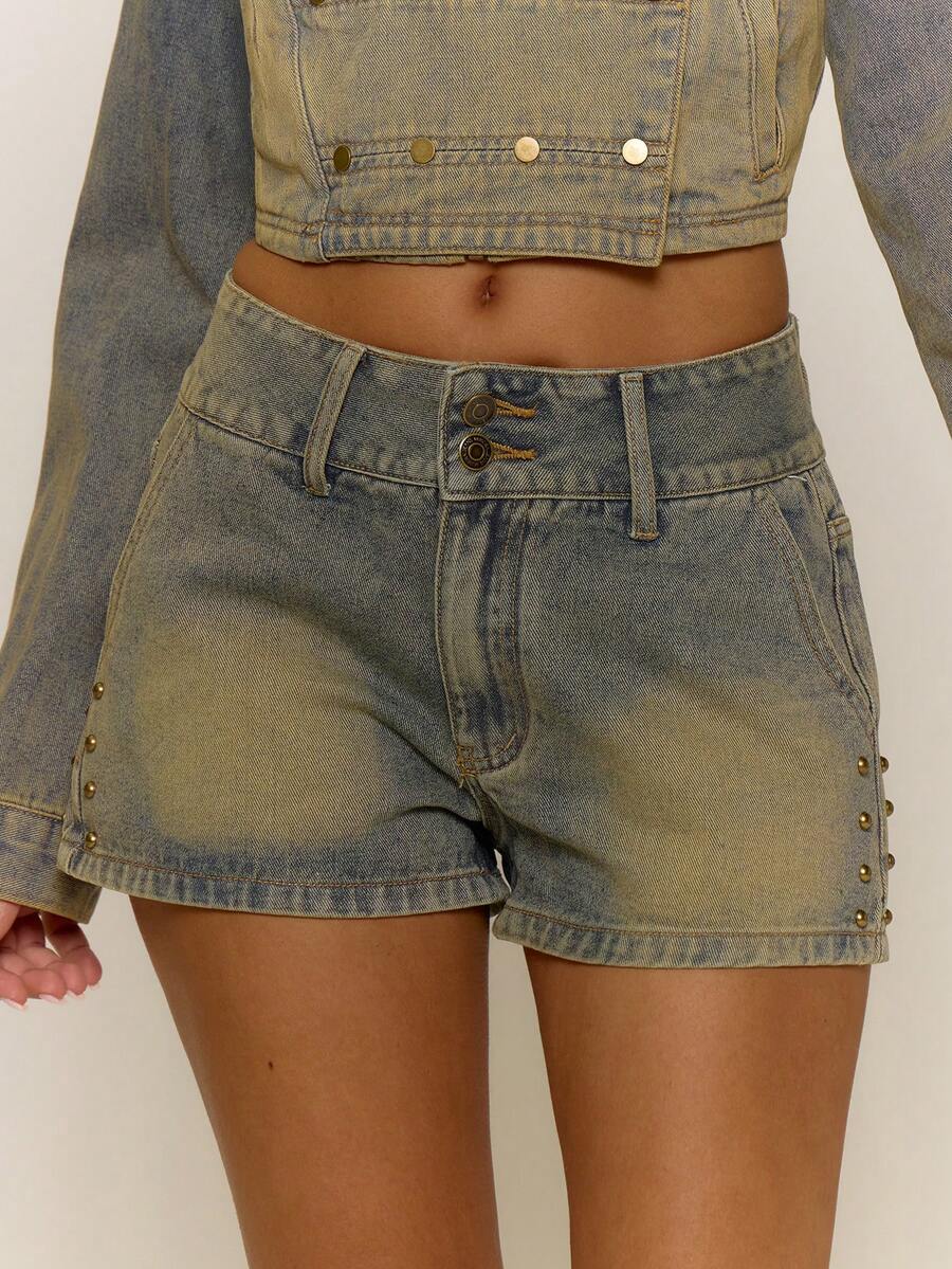 MUSERA Shorts vaqueros para mujer - Lavado ligero - Ver 1